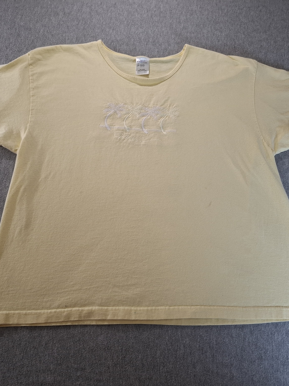 90's Yellow Palm Embroidered Short Sleeve Tee Size XXL